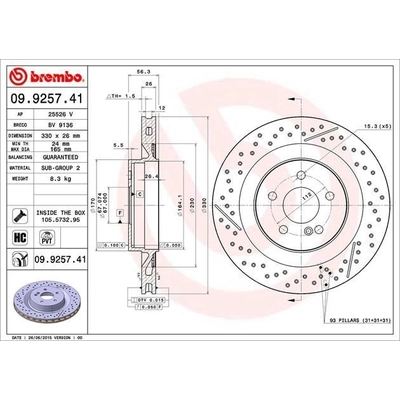 Rear Premium Rotor by BREMBO - 09.9257.41 (1 Qty) pa4