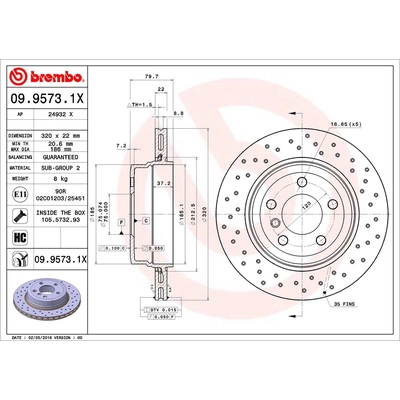 Rear Premium Rotor by BREMBO - 09.9573.1X (1 Qty) pa1