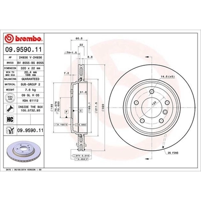 Rear Premium Rotor by BREMBO - 09.9590.11 (1 Qty) pa10