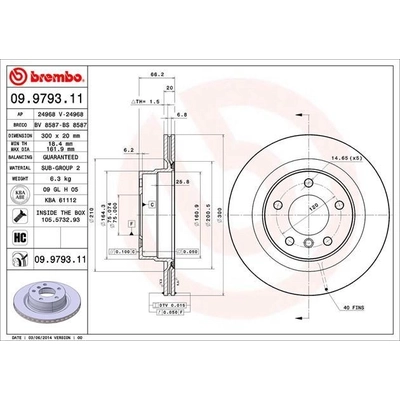 Rear Premium Rotor by BREMBO - 09.9793.11 (1 Qty) pa7