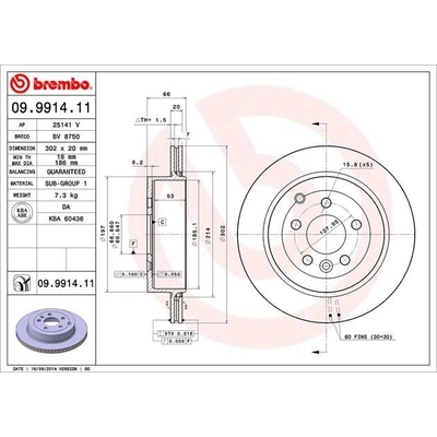 Rear Premium Rotor by BREMBO - 09.9914.11 (1 Qty) pa5