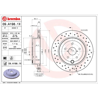 Rear Premium Rotor by BREMBO - 09.A198.1X (1 Qty) pa2