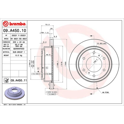 Rear Premium Rotor by BREMBO - 09.A450.11 (1 Qty) pa2