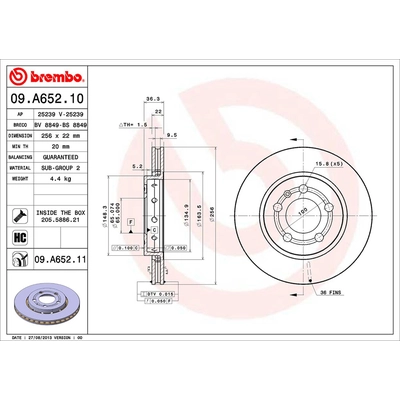 Rear Premium Rotor by BREMBO - 09.A652.11 (1 Qty) pa2