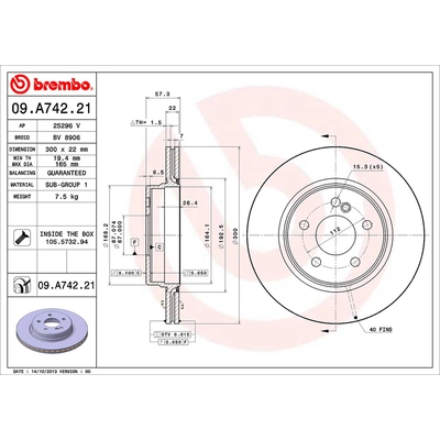 Rear Premium Rotor by BREMBO - 09.A742.21 (1 Qty) pa2