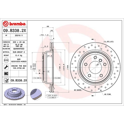 Rear Premium Rotor by BREMBO - 09.B338.2X (1 Qty) pa1