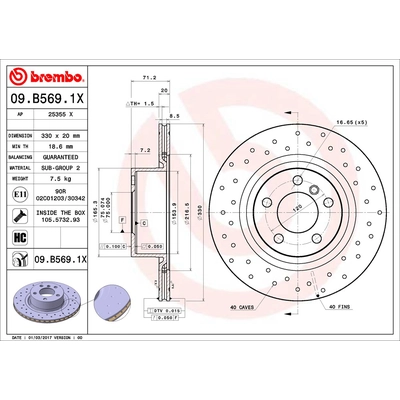 Rear Premium Rotor by BREMBO - 09.B569.1X (1 Qty) pa2