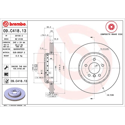 Rear Premium Rotor by BREMBO - 09.C418.13 (1 Qty) pa2