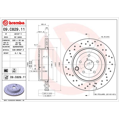 Rear Premium Rotor by BREMBO - 09.C829.11 (1 Qty) pa2