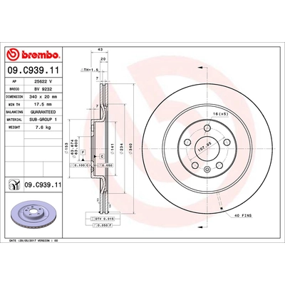 Rear Premium Rotor by BREMBO - 09.C939.11 (1 Qty) pa2