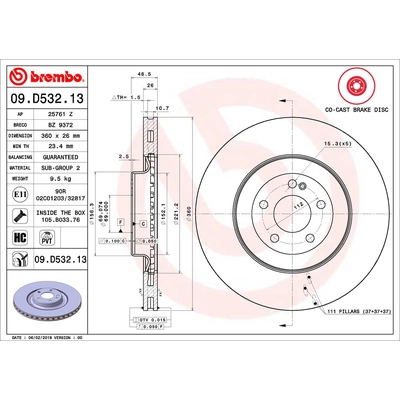 Rear Premium Rotor by BREMBO - 09.D532.13 (1 Qty) pa2