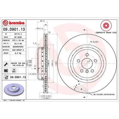 Rear Premium Rotor by BREMBO - 09.D901.13 (1 Qty) pa2