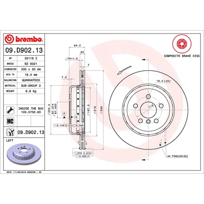 Rear Premium Rotor by BREMBO - 09.D902.13 (1 Qty) pa2