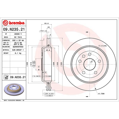 Rear Premium Rotor by BREMBO - 09.N235.21 (1 Qty) pa2