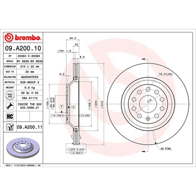 Rear Premium Rotor by BREMBO - 09.A200.11 (1 Qty) pa1