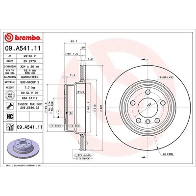 Rear Premium Rotor by BREMBO - 09.A541.11 (1 Qty) pa9