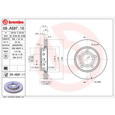 Rear Premium Rotor by BREMBO - 09.A597.11 (1 Qty) pa1