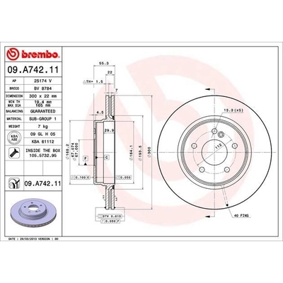 Rear Premium Rotor by BREMBO - 09.A742.11 (1 Qty) pa5