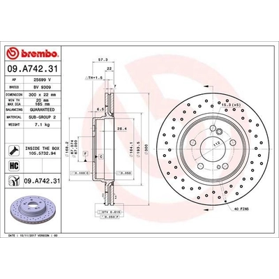 Rear Premium Rotor by BREMBO - 09.A742.31 (1 Qty) pa4