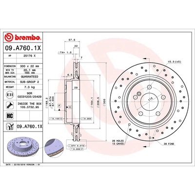 Rear Premium Rotor by BREMBO - 09.A760.1X (1 Qty) pa1