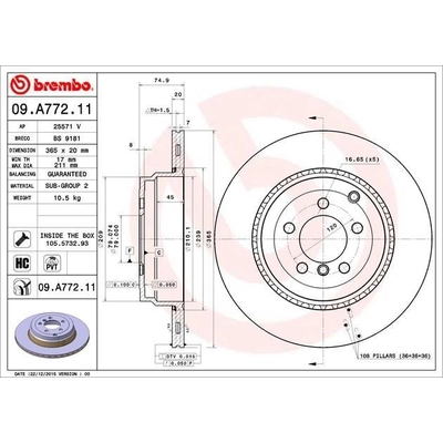 Rear Premium Rotor by BREMBO - 09.A772.11 (1 Qty) pa4