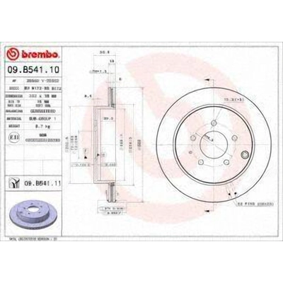 Rear Premium Rotor by BREMBO - 09.B541.11 (1 Qty) pa3