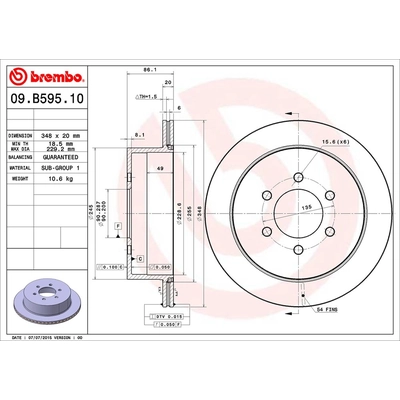 Rear Premium Rotor by BREMBO - 09.B595.11 (1 Qty) pa2