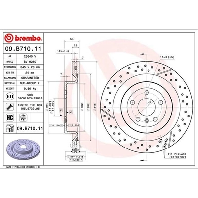 Rear Premium Rotor by BREMBO - 09.B710.11 (1 Qty) pa4