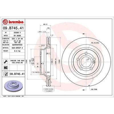 Rear Premium Rotor by BREMBO - 09.B745.41 (1 Qty) pa7