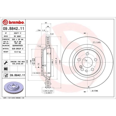 Rear Premium Rotor by BREMBO - 09.B842.11 (1 Qty) pa4