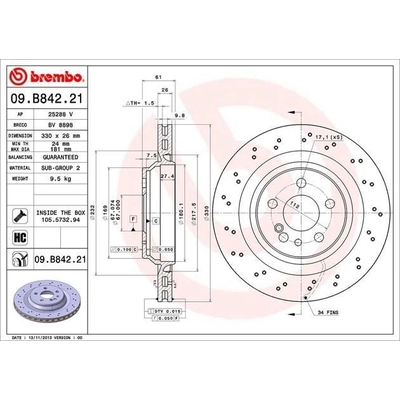 Rear Premium Rotor by BREMBO - 09.B842.21 (1 Qty) pa4