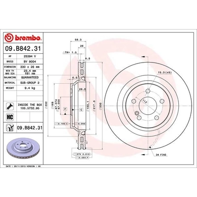 Rear Premium Rotor by BREMBO - 09.B842.31 (1 Qty) pa4