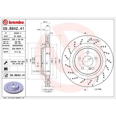 Rear Premium Rotor by BREMBO - 09.B842.41 (1 Qty) pa7