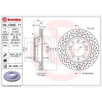 Rear Premium Rotor by BREMBO - 09.C085.11 (1 Qty) pa4