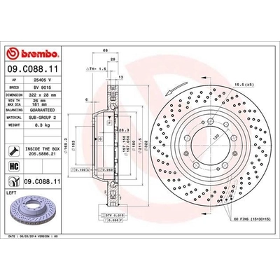 Rear Premium Rotor by BREMBO - 09.C088.11 (1 Qty) pa4