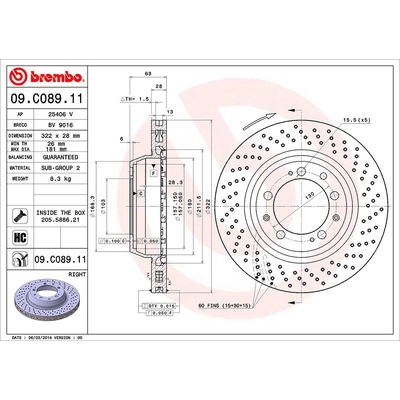 Rear Premium Rotor by BREMBO - 09.C089.11 (1 Qty) pa2