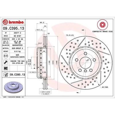 Rear Premium Rotor by BREMBO - 09.C395.13 (1 Qty) pa5