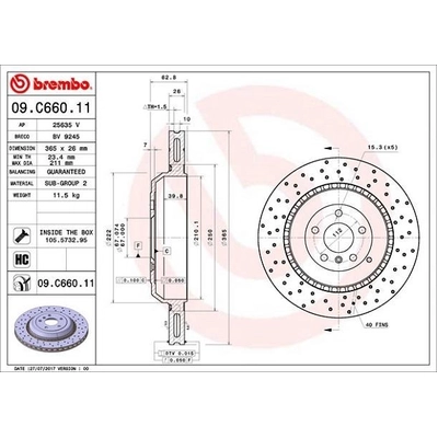 Rear Premium Rotor by BREMBO - 09.C660.11 (1 Qty) pa5