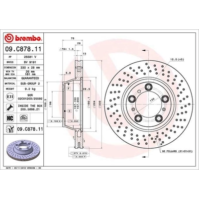 Rear Premium Rotor by BREMBO - 09.C878.11 (1 Qty) pa8