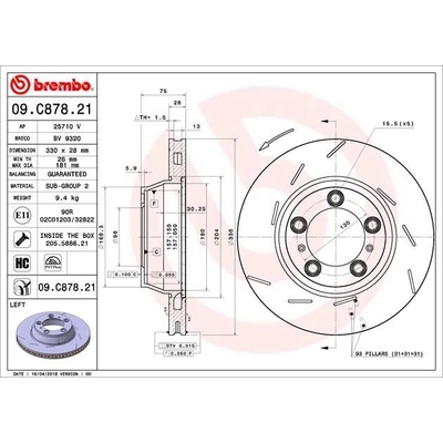 Rear Premium Rotor by BREMBO - 09.C878.21 (1 Qty) pa4