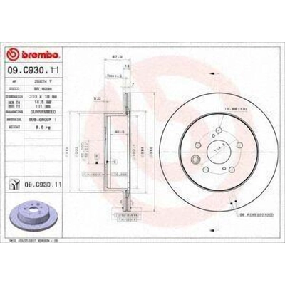 Rear Premium Rotor by BREMBO - 09.C930.11 (1 Qty) pa6