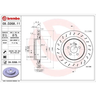 Rear Premium Rotor by BREMBO - 09.D268.11 (1 Qty) pa4