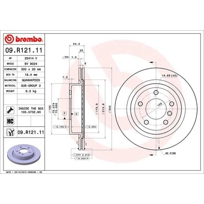 Rear Premium Rotor by BREMBO - 09.R121.11 (1 Qty) pa8