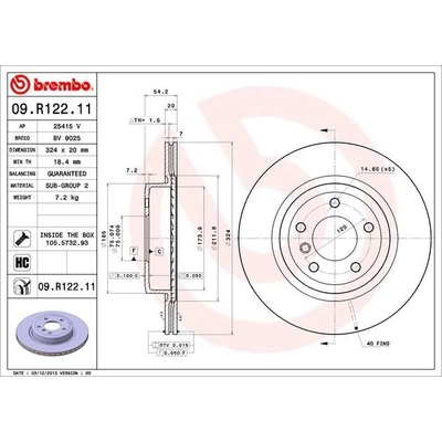 Rear Premium Rotor by BREMBO - 09.R122.11 (1 Qty) pa7