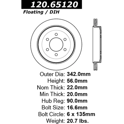 Rear Premium Rotor by CENTRIC PARTS - 120.65120 pa1