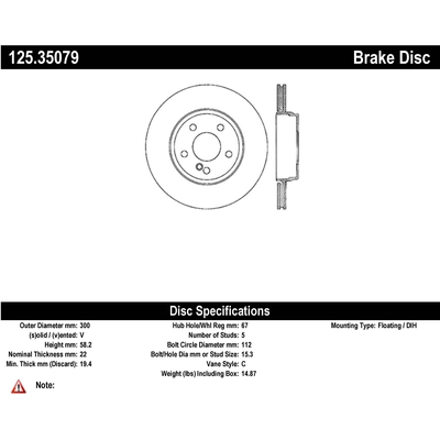 Rear Premium Rotor by CENTRIC PARTS - 125.35079 pa1