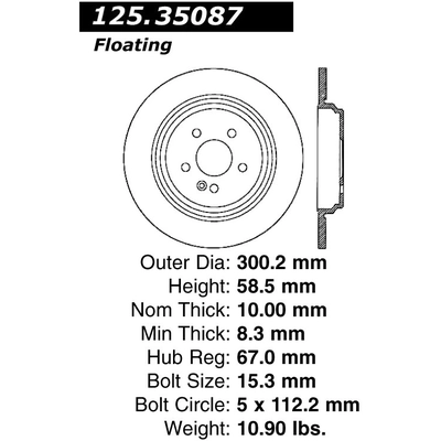 Rear Premium Rotor by CENTRIC PARTS - 125.35087 pa1