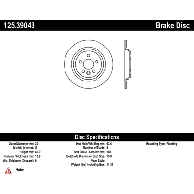 Rear Premium Rotor by CENTRIC PARTS - 125.39043 pa3