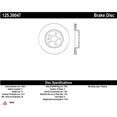 Rear Premium Rotor by CENTRIC PARTS - 125.39047 pa1