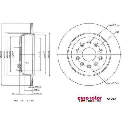 Rear Premium Rotor by EUROROTOR - 51241 pa4